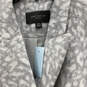 NWT Womens Gray Leopard Print Notch Lapel Double Breasted Overcoat Size XLP image number 3