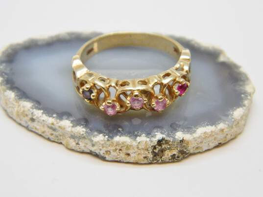 10K Gold Ruby Pink Sapphire & Purple Spinel Knot Band Ring 3.0g image number 1