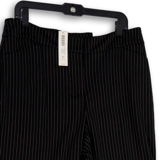 NWT Womens Black Pinstripe Flat Front Straight Leg Trouser Pants Size 12 image number 3