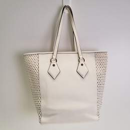 Diane Von Furstenberg White Perforated Leather Medium Shoulder Tote Bag alternative image