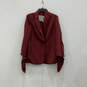Womens Red Long Sleeve Notch Lapel Collar One-Button Blazer Size 10 image number 1