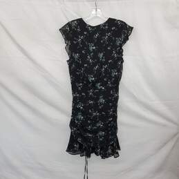 Banana Republic Black Floral Patterned Ruched Midi Dress WM Size 14 NWT alternative image