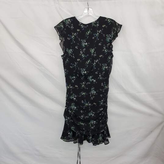 Banana Republic Black Floral Patterned Ruched Midi Dress WM Size 14 NWT image number 2