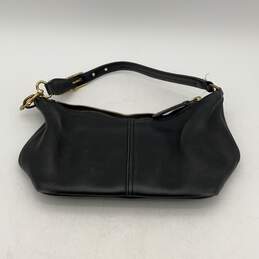 Coach Womens Black Leather Adjustable Strap Inner Pocket Shoulder Handbag Purse