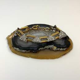 Designer J. Crew Gold-Tone Clear Stones Triangle Pave Chain Bracelet