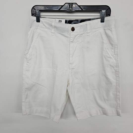 Plugg Stretch Flat Front White Shorts image number 1