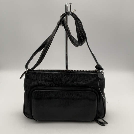 Womens Black Brown Leather Inner Pocket Adjustable Strap Crossbody Bag image number 2