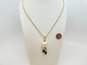 Vintage Robert Rose Goldtone Faux Pearls & Black Ball Ridged & Brushed Beaded Pendant Chain Necklace 19.1g image number 4