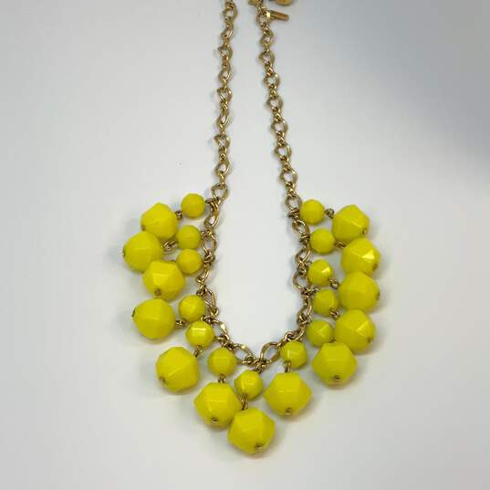 Designer Kate Spade Gold-Tone Chain Yellow Stones Lobster Statement Necklace image number 3
