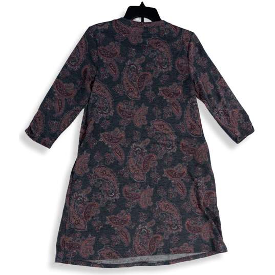 Apt. 9 Womens Gray Paisley Round Neck 3/4 Sleeve Knee Length A-Line Dress Size S image number 2