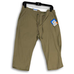 NWT Womens Green Slash Pockets Drawstring Active Fit Capri Pants Size 12