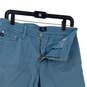 Mens Blue Flat Front Coin Pocket Casual Chino Shorts image number 3