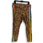 Womens Brown Leopard Print Side Rainbow Striped Ankle Leggings Size 2/2X image number 4
