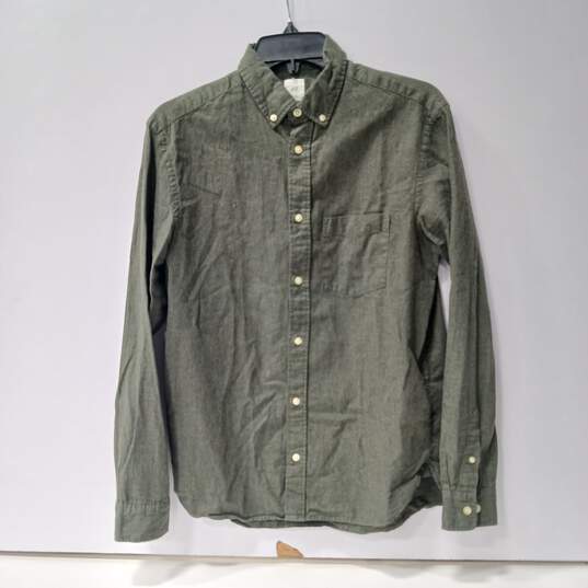 H&M Men's Green Button Up Long Sleeve Size S image number 1