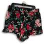NWT Torrid Womens Black Pink Floral Ruffle Hem Hot Pants Shorts Size 0 L -12 image number 2