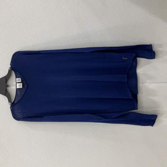 Armani Exchange Womens Blue Long Sleeve Pullover Oversize T-Shirt Size Large image number 1