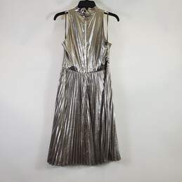 Ann Taylor Women Old Silver Lamé Dress Sz6 alternative image
