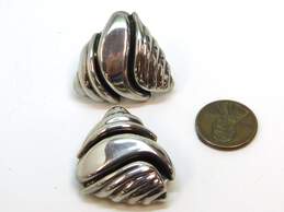 Dulce Mexico 925 Modernist Puffed Abstract Ridged Triangle Chunky Clip On Earrings 24.4g alternative image