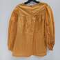 NWT Womens Yellow Floral Embroidered Round Neck Long Sleeve Blouse Top Size Medium image number 2