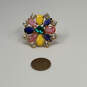 Designer Kate Spade Multicolor Crystal Stone Flower Band Ring With Dust Bag image number 2