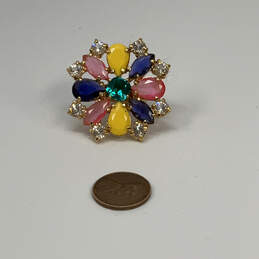 Designer Kate Spade Multicolor Crystal Stone Flower Band Ring With Dust Bag alternative image
