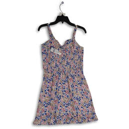 NWT Womens Pink Blue Floral Sweetheart Neck Sleeveless A-Line Dress Size L alternative image
