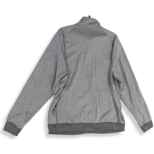 Mens Gray Black Striped Mock Neck Full-Zip Long Sleeve Track Jacket Size XL image number 2