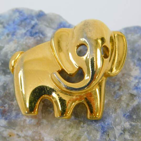 Vintage Crown Trifari Gold Tone Elephant Brooch 4.7g image number 1