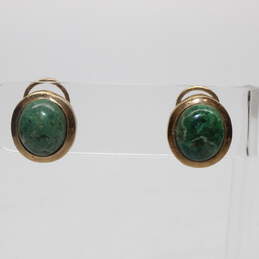 10K Yellow Gold Green Accent Clip-On Earrings - 5.0g alternative image