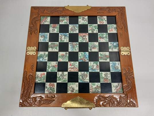Set of 2 Chinese Chess Boards in Hand Carved Wooden Case image number 4