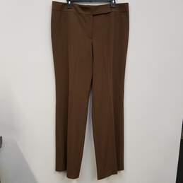 Womens Brown Flat Front Stretch Straight Leg Dress Pants Size 46 alternative image