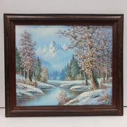 Framed & Signed Mountain Landscape Painting by Morgan