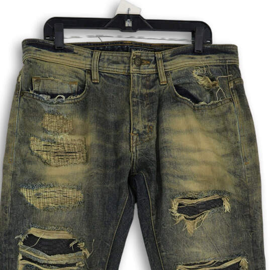 Mens Gold Blue Denim 5-Pocket Design Straight Leg Jeans Size 34/32 image number 3