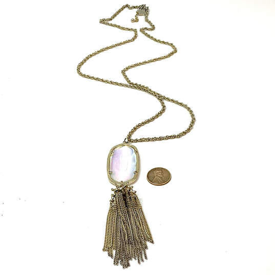 Designer Kendra Scott Gold-Tone Dichroic Glass Pendant Necklace w/ Dust Bag image number 3