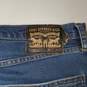 Levi's 501 Blue 5 Button Up Jeans W/Red Lined Pockets Size 33Wx32L image number 4