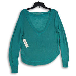 NWT Womens Green Knitted Scoop Neck Long Sleeve Pullover Sweater Size L