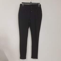 NWT Womens Black Stretch Button Fly Flat Front Compression Pants Size 4 alternative image