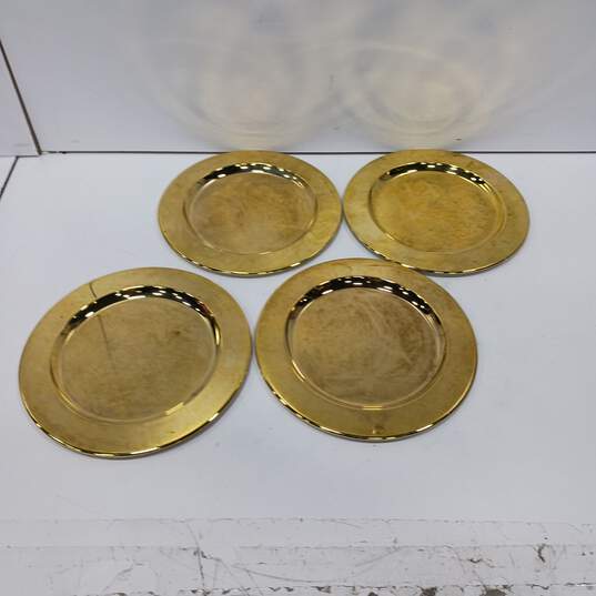 Bundle of 4 International Silver Company Brass Plated Plates image number 1