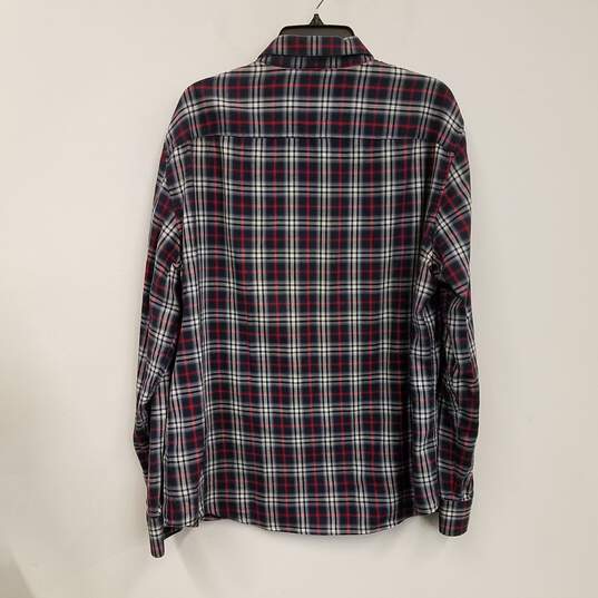 Mens Multicolor Plaid Cotton Long Sleeve Collared Button-Up Shirt Size XL image number 2