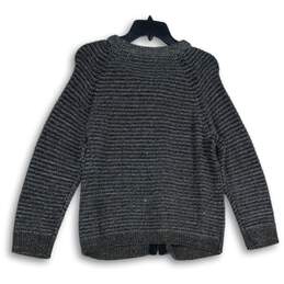 NWT Loft Womens Gray Black Knitted Long Sleeve Full-Zip Sweater Size L alternative image
