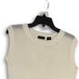 Womens White Knitted Sleeveless Crew Neck Stretch Pullover Vest Size Medium image number 3