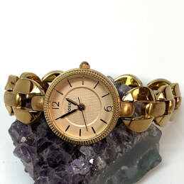 Designer Fossil ES-3011 Gold-Tone Link Band Round Dial Analog Wristwatch
