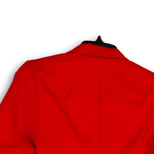 Womens Red Notch Lapel Pockets Single Breasted One Button Blazer Size 2P image number 4