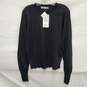 NWT Zara WM's Black Alpaca & Wool Blend Crewneck Fray Sweater Size MM image number 2