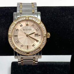 Designer Bulova 98R226 Gold Silver Tone Diamonds Adjustable Wristwatch 72g alternative image