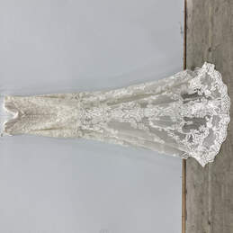 NWT Womens White Floral Lace Sleeveless Back Zip Wedding Maxi Dress Size 8 alternative image