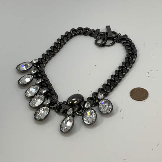 Designers Givenchy Black Clear Crystal Stone Curb Chain Statement Necklace image number 2