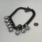 Designers Givenchy Black Clear Crystal Stone Curb Chain Statement Necklace image number 2