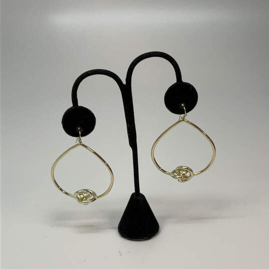 Designer Kendra Scott Gold-Tone Love Knot Open Frame Dangle Earrings image number 1