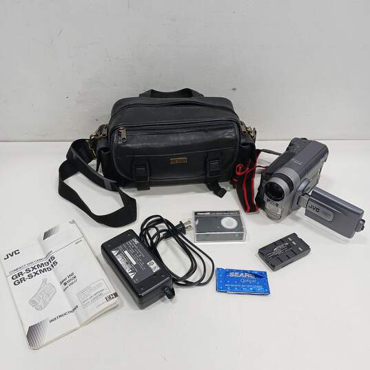 JVC Compact VHS Tape Camcorder Model No. GR-SXM915U w/Carrying Case and Accessories image number 1